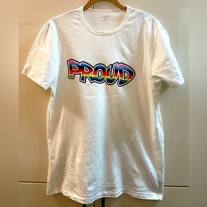 Primark Crew Neck Solid WHITE LOGO PROUD T-Shirts Unisex Sz M